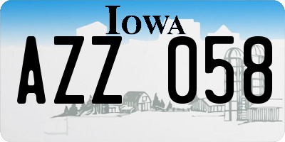 IA license plate AZZ058