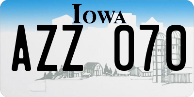 IA license plate AZZ070