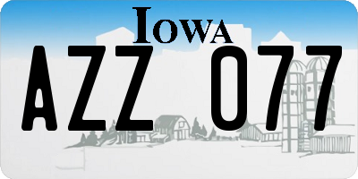 IA license plate AZZ077