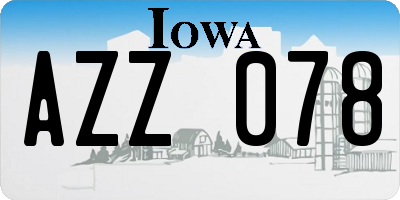 IA license plate AZZ078