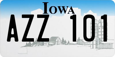 IA license plate AZZ101