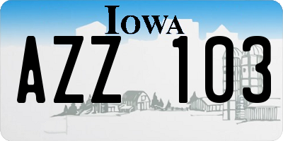 IA license plate AZZ103