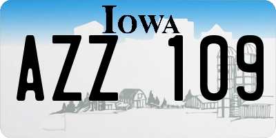IA license plate AZZ109