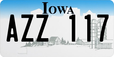 IA license plate AZZ117
