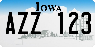 IA license plate AZZ123