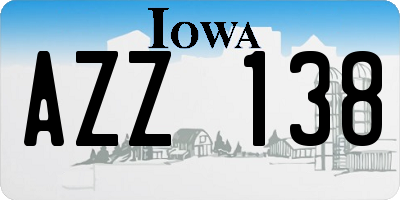 IA license plate AZZ138