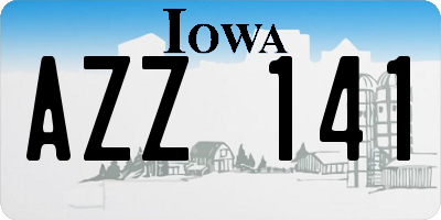 IA license plate AZZ141