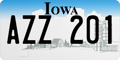 IA license plate AZZ201