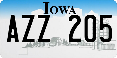 IA license plate AZZ205
