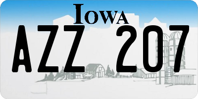 IA license plate AZZ207