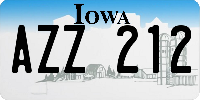 IA license plate AZZ212