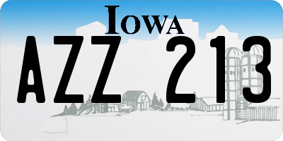 IA license plate AZZ213