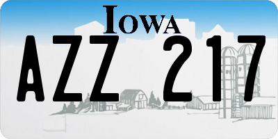 IA license plate AZZ217