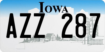 IA license plate AZZ287