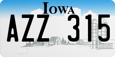 IA license plate AZZ315
