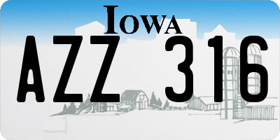 IA license plate AZZ316