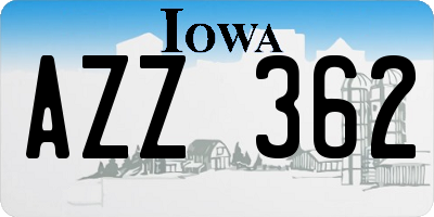 IA license plate AZZ362