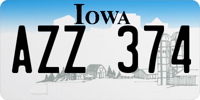 IA license plate AZZ374