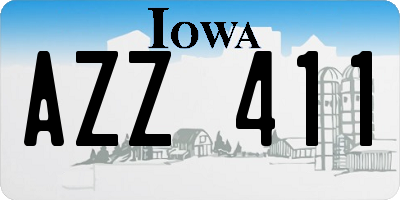 IA license plate AZZ411