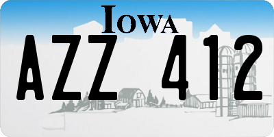 IA license plate AZZ412