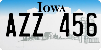 IA license plate AZZ456