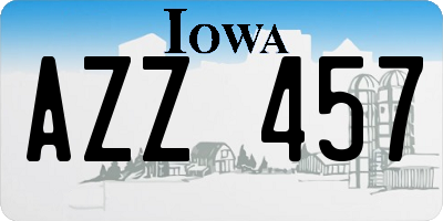 IA license plate AZZ457
