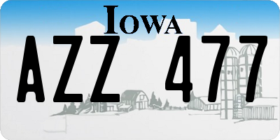 IA license plate AZZ477