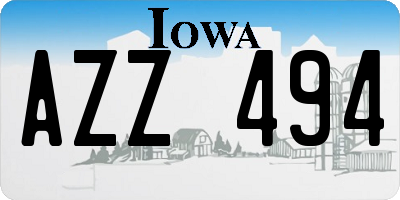 IA license plate AZZ494