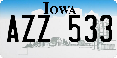 IA license plate AZZ533