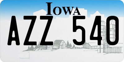 IA license plate AZZ540