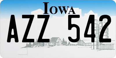 IA license plate AZZ542