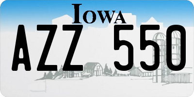 IA license plate AZZ550