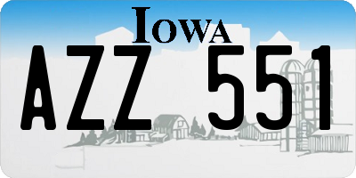 IA license plate AZZ551