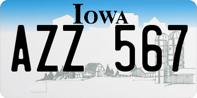 IA license plate AZZ567