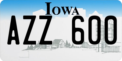 IA license plate AZZ600