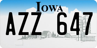 IA license plate AZZ647