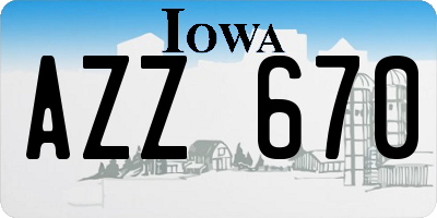 IA license plate AZZ670