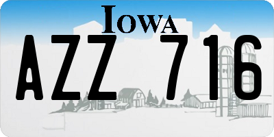 IA license plate AZZ716