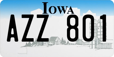 IA license plate AZZ801