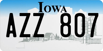 IA license plate AZZ807