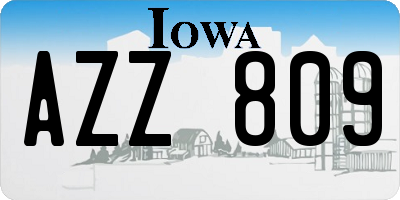 IA license plate AZZ809