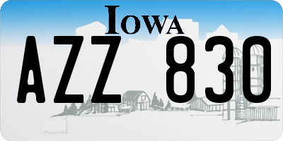 IA license plate AZZ830