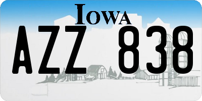 IA license plate AZZ838