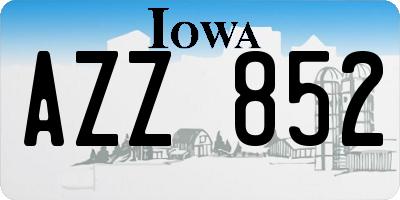 IA license plate AZZ852