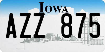 IA license plate AZZ875