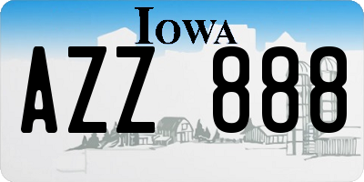 IA license plate AZZ888