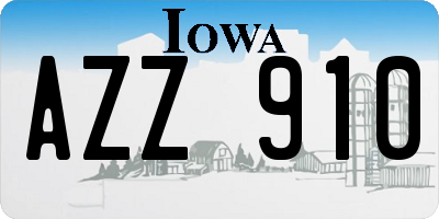 IA license plate AZZ910
