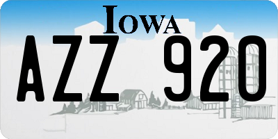 IA license plate AZZ920