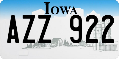 IA license plate AZZ922