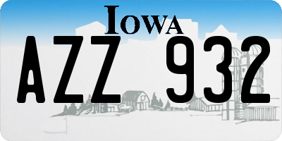 IA license plate AZZ932